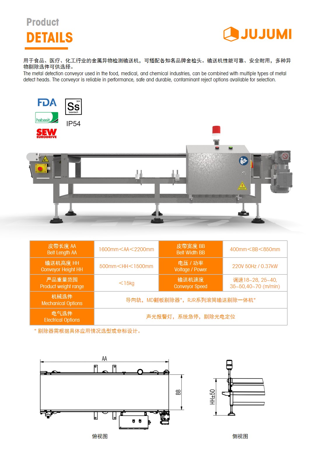 MDC02B 中型皮带式金属检测输送机插图1