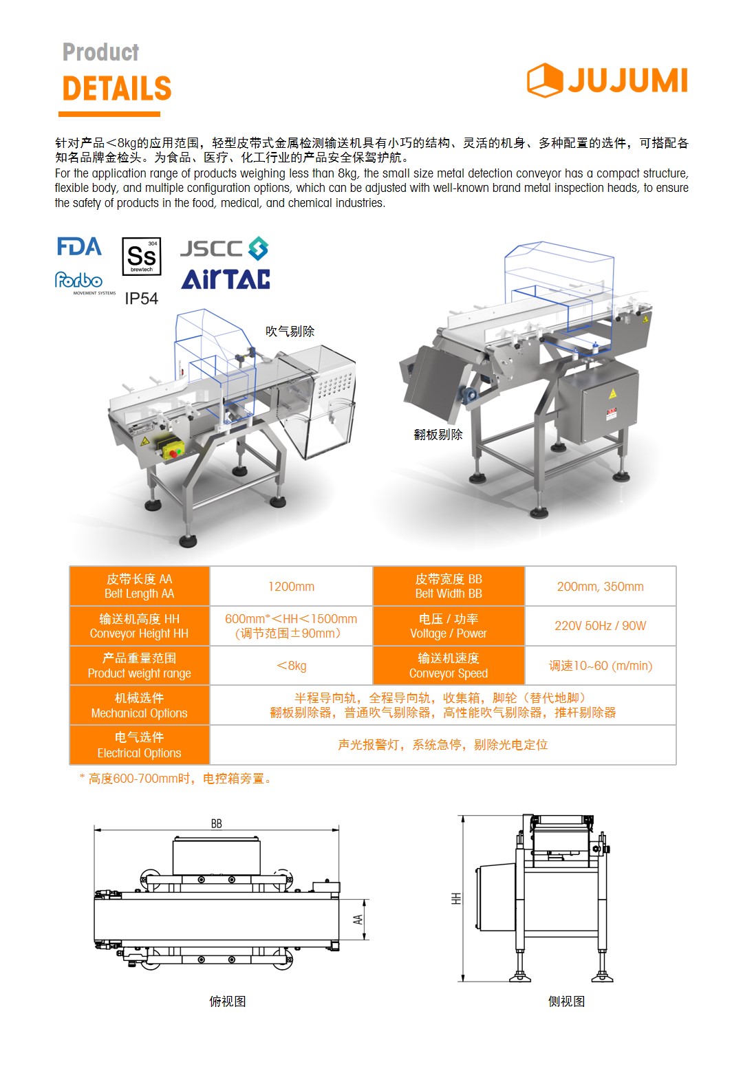 MDC01B 轻型皮带式金属检测输送机插图1